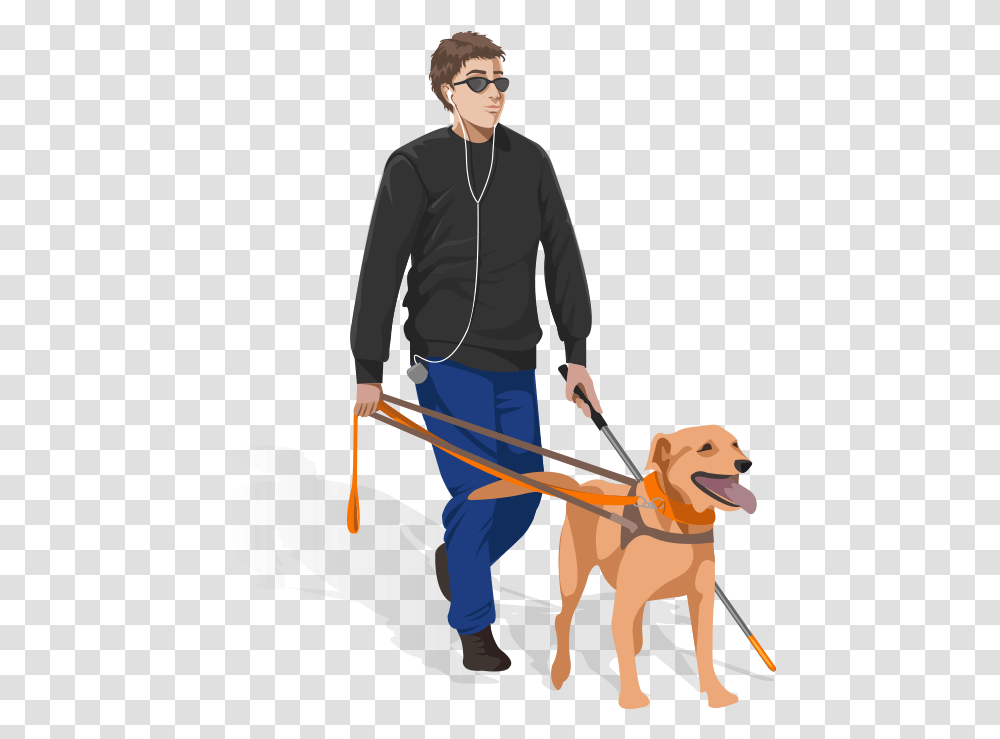 Blinded Man With Dog Dog Walking, Person, Strap, Pet Transparent Png