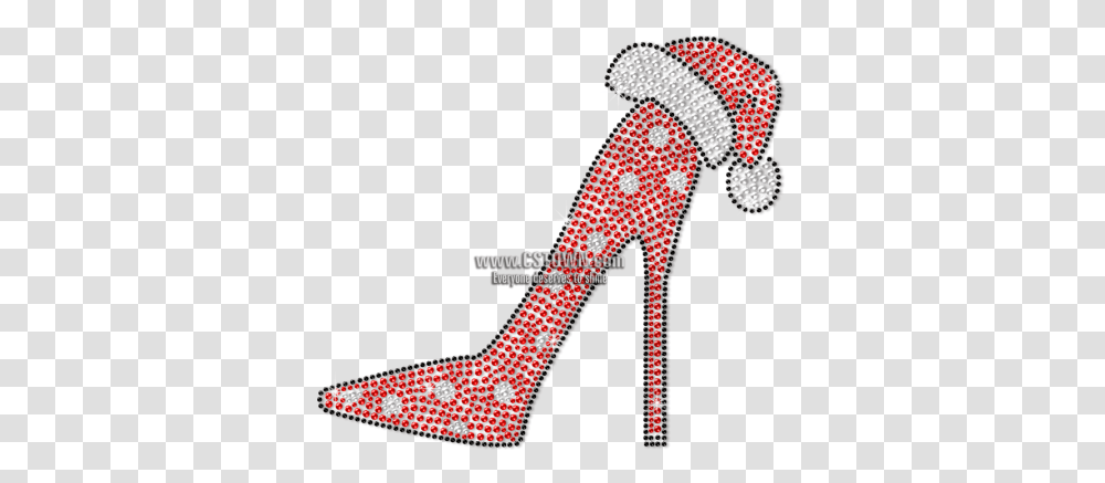 Bling Red High Heel With Christmas Hat Rhinestone Transfer Basic Pump, Clothing, Apparel, Footwear, Shoe Transparent Png