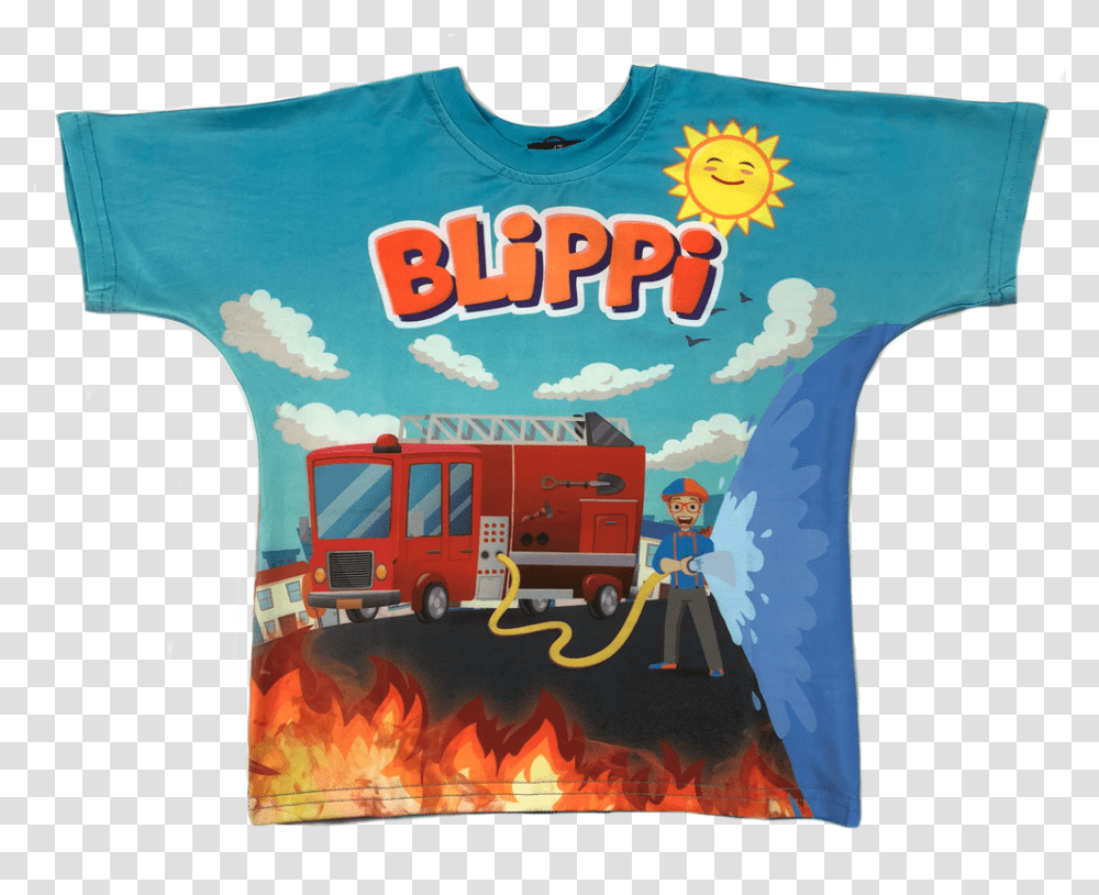 Blippi Firetuck T Blippi Fire Truck T Shirt, Clothing, Apparel, Vehicle, Transportation Transparent Png