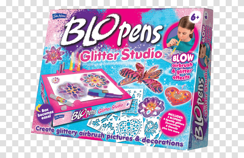 Blo Pens Glitter Studio, Label, Person, Gum Transparent Png