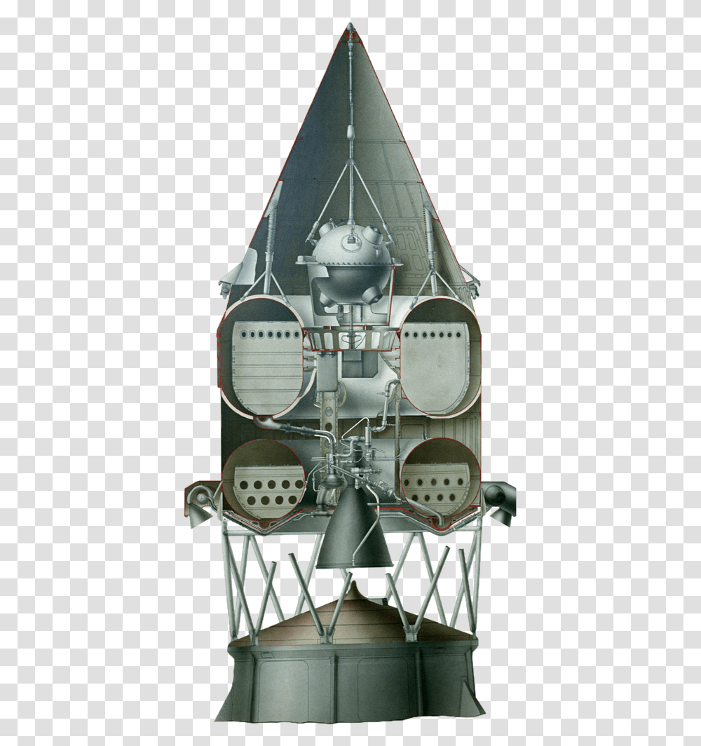 Block E Rocket Stage Luna 1 Rocket Diagram, Machine, Motor, Engine, Microscope Transparent Png