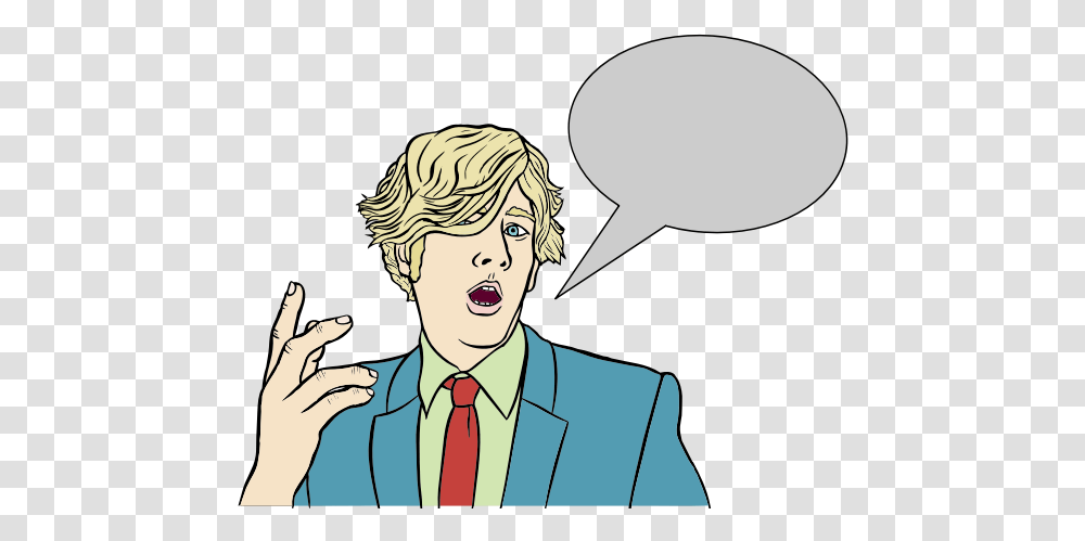 Blond Man With Speech Bubble Cartoon With Speech Bubble, Person, Human, Tie, Accessories Transparent Png