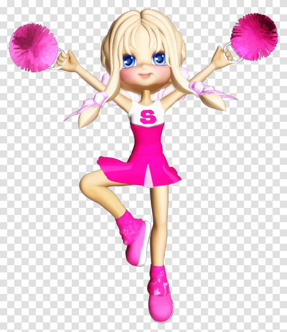Blonde Cartoon Cheerleader Comic Cartoon Cheerleader, Doll, Toy, Flower, Plant Transparent Png