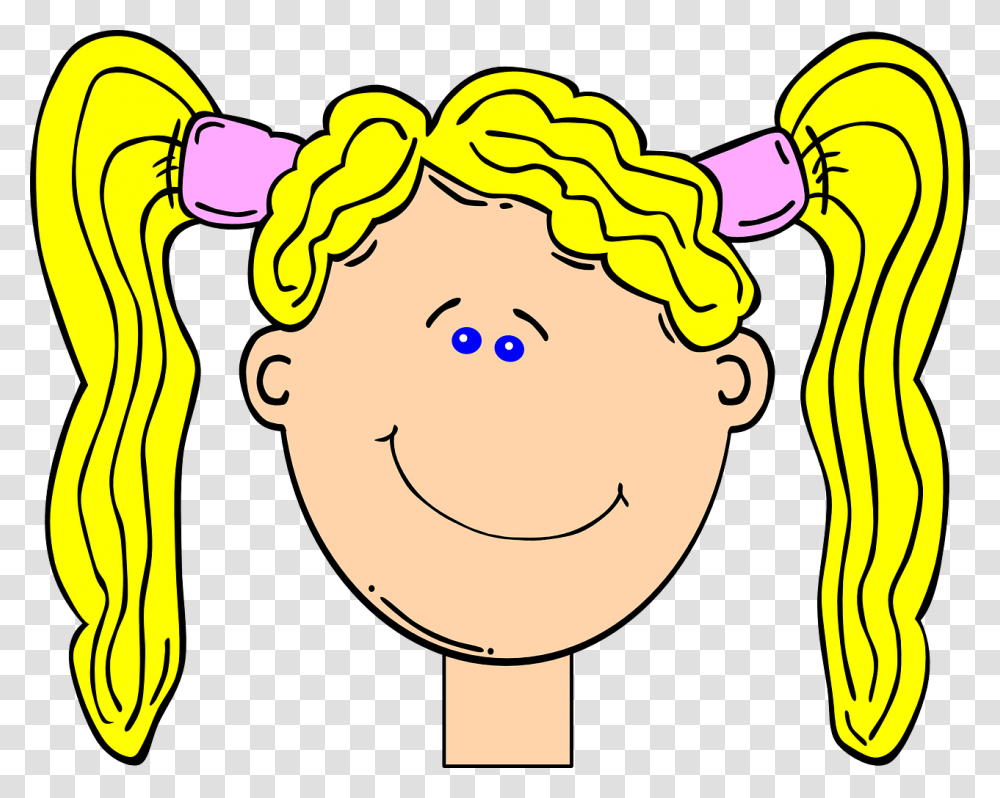 Blonde Clipart Girl Face Black And White Clipart, Apparel, Headband, Hat Transparent Png