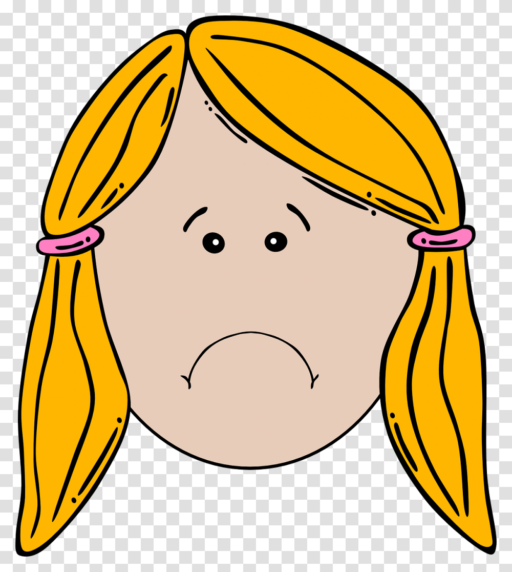 Blonde Girl Face Cartoon With Pigtails Svg Clip Arts Girl Face Clipart, Head, Drawing, Banana, Label Transparent Png