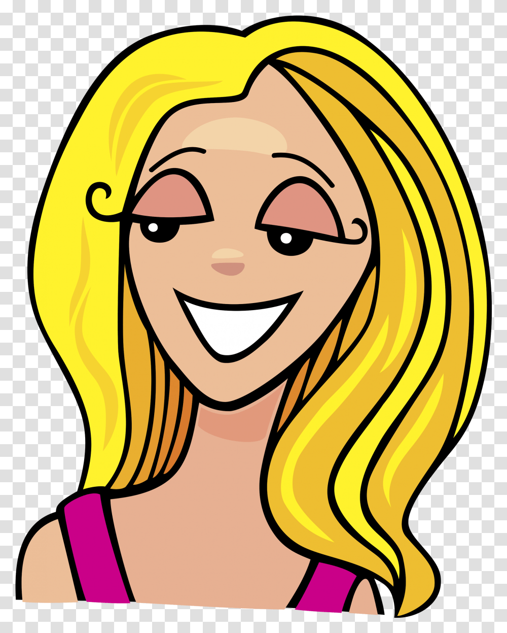 Blonde Hair Cl Woman Blonde Hair Cartoon, Face, Drawing, Smile, Doodle Transparent Png