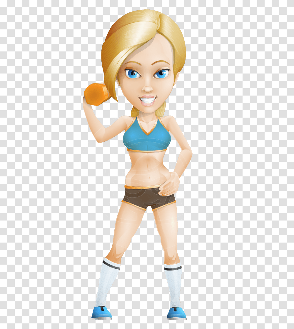 Blonde Sports Girl Cartoon Vector Character Aka Workout Cartoon Workout Girl, Person, Human, Doll, Toy Transparent Png