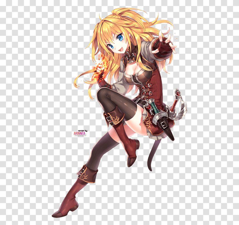 Blonde Warrior Anime Girl With Blonde Hair Blue Eyes, Manga, Comics, Book, Person Transparent Png