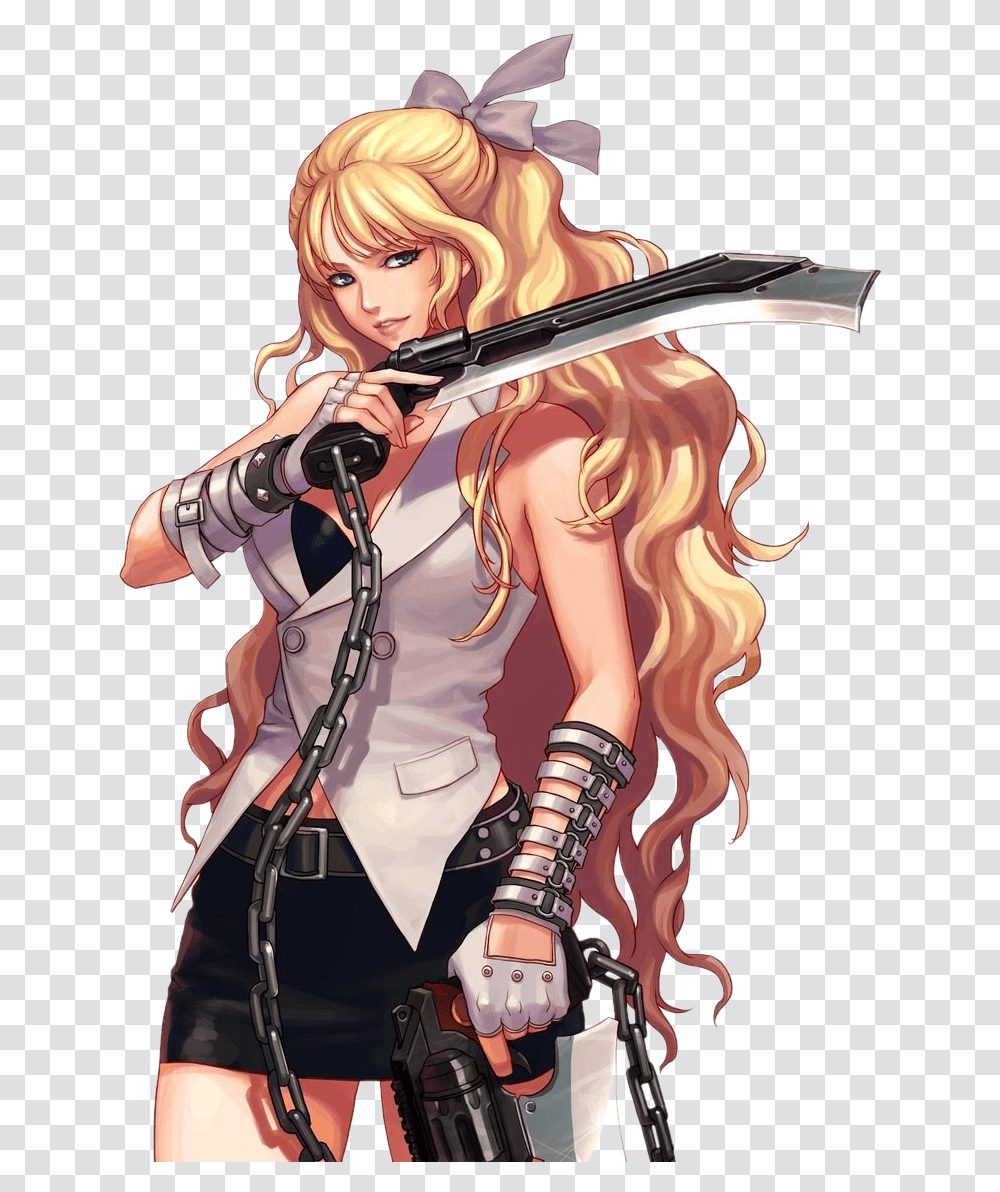 Blonde Warrior Cool Anime Fighter Girl, Comics, Book, Manga, Person Transparent Png