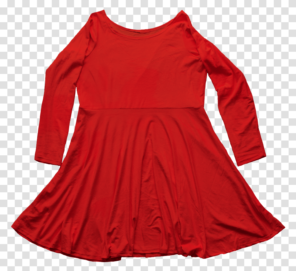 Blood Red Velvet Skater Dress Day Dress, Sleeve, Apparel, Long Sleeve Transparent Png