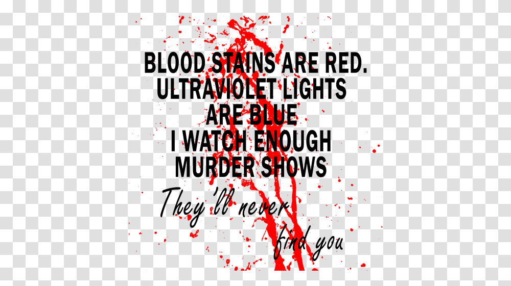 Blood Stains Are Red Ultraviolet Lights Blue I Watch Naturheilkunde, Art, Graphics, Text, Paper Transparent Png