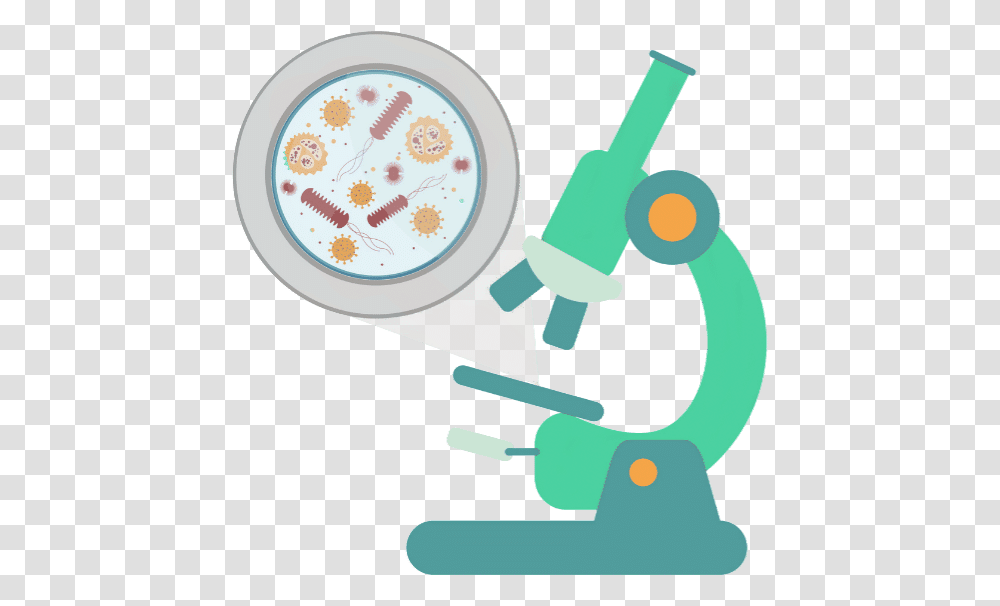 Blood Test With Microscope Blood Under Microscope Cartoon, Magnifying Transparent Png