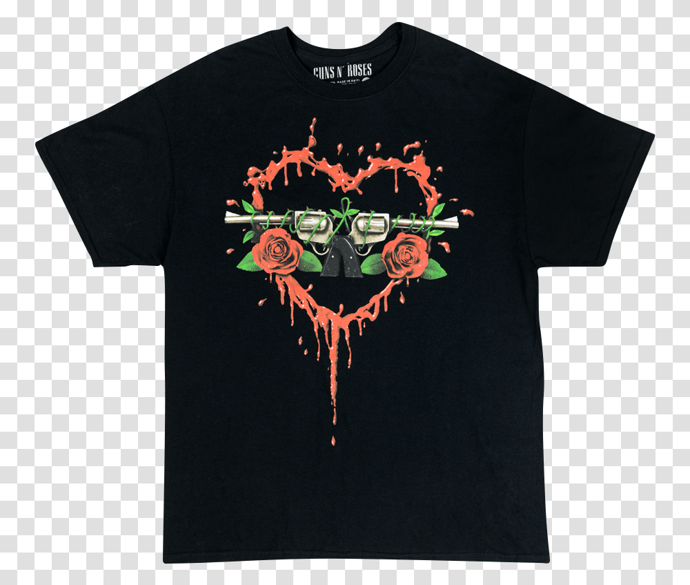 Bloody Bullet Heart T Shirt Gnr Blood Hearth T Shirt, Clothing, Apparel, T-Shirt, Sleeve Transparent Png