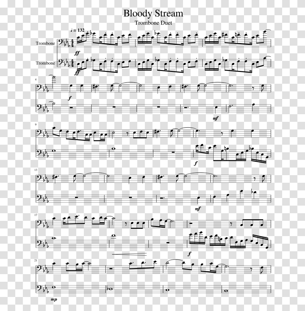 Bloody Stream Sheet Music Trombone, Gray, World Of Warcraft Transparent Png