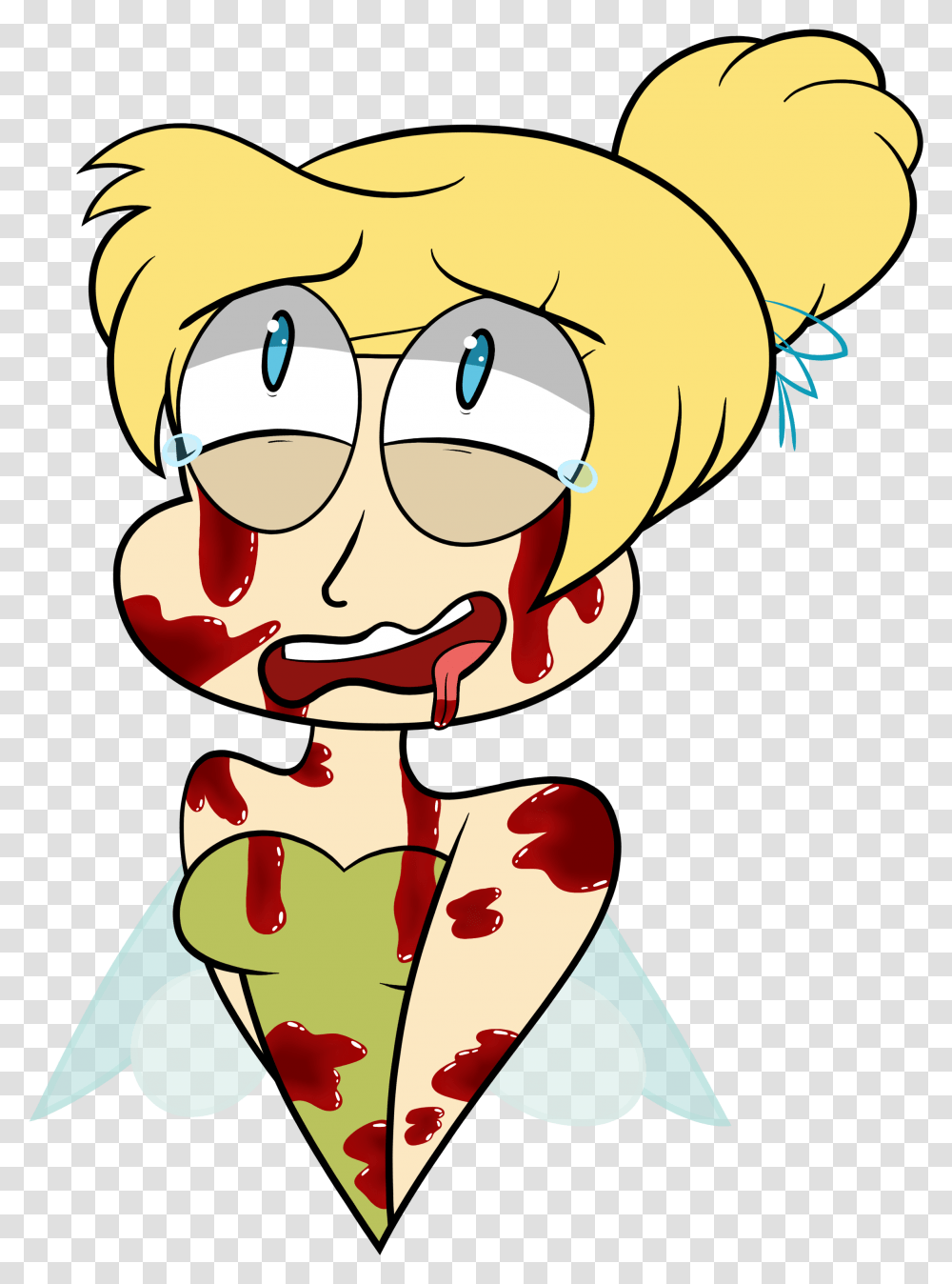 Bloody Tinkerbell Cartoon, Face, Food, Label, Sunglasses Transparent Png