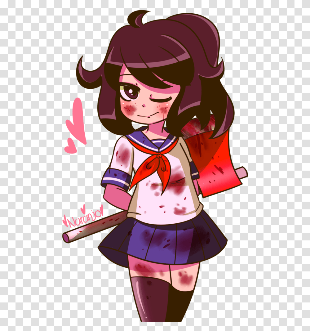 Bloody Yandere Chan By Marynaranjo Yandere Chan In Blood, Person, Female, Costume, Manga Transparent Png