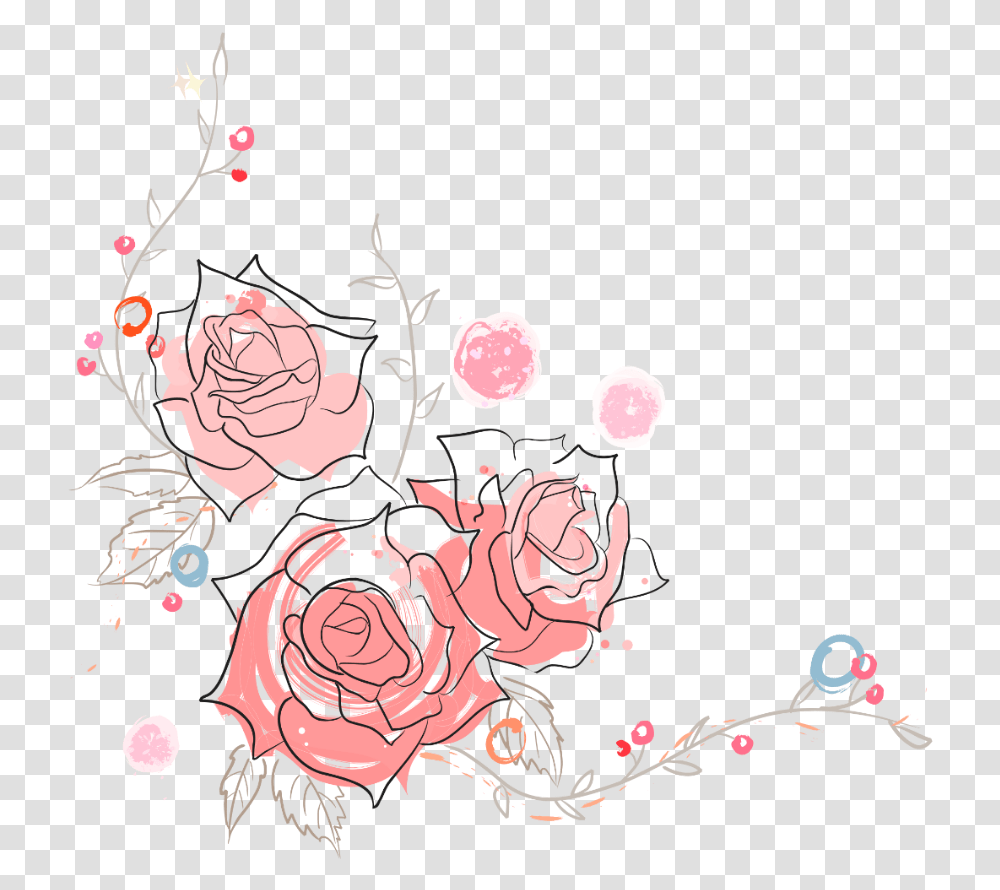 Bloom Flower Pink Rose Sticker By Bibek Kumar Shah Rose Flower Outline Border, Graphics, Art, Floral Design, Pattern Transparent Png