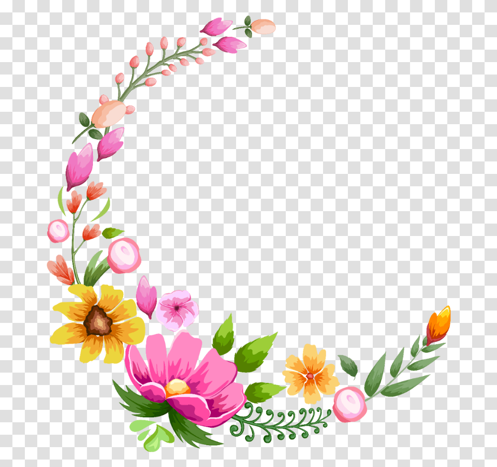 Bloom Pink Frame Flower Border Flowers White Flower Border Stickers, Floral Design, Pattern Transparent Png
