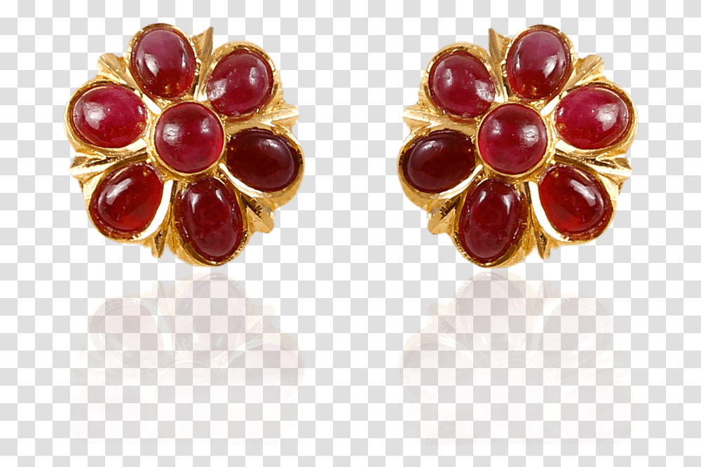 Blooming Ruby Flower Earrings Earrings, Accessories, Accessory, Jewelry, Gemstone Transparent Png