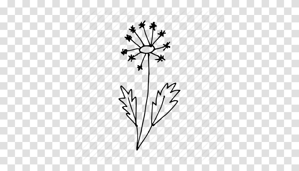 Blossom Dandelion Doodle Flower Hand Drawn Plant Wild Flower, Ornament, Pattern, Tree Transparent Png