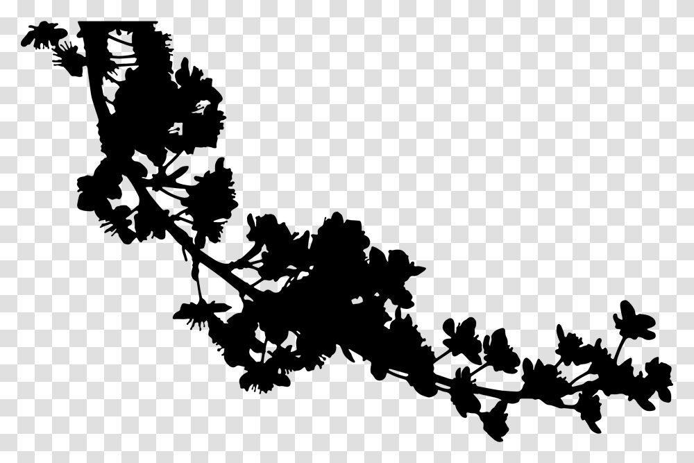 Blossoms Silhouette Clip Arts Cherry Blossom Silhouette Branch, Gray, World Of Warcraft Transparent Png