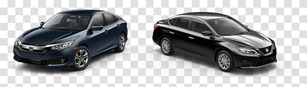 Blue 2018 Honda Civic And Black 2018 Nissan Sentra Nissan Sentra Vs Civic, Car, Vehicle, Transportation, Automobile Transparent Png