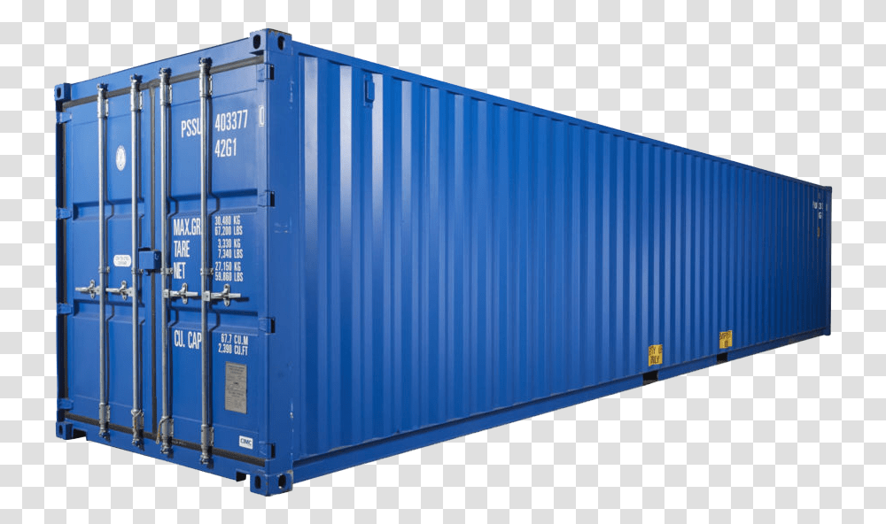 Blue 40ft Container, Shipping Container, Gate Transparent Png