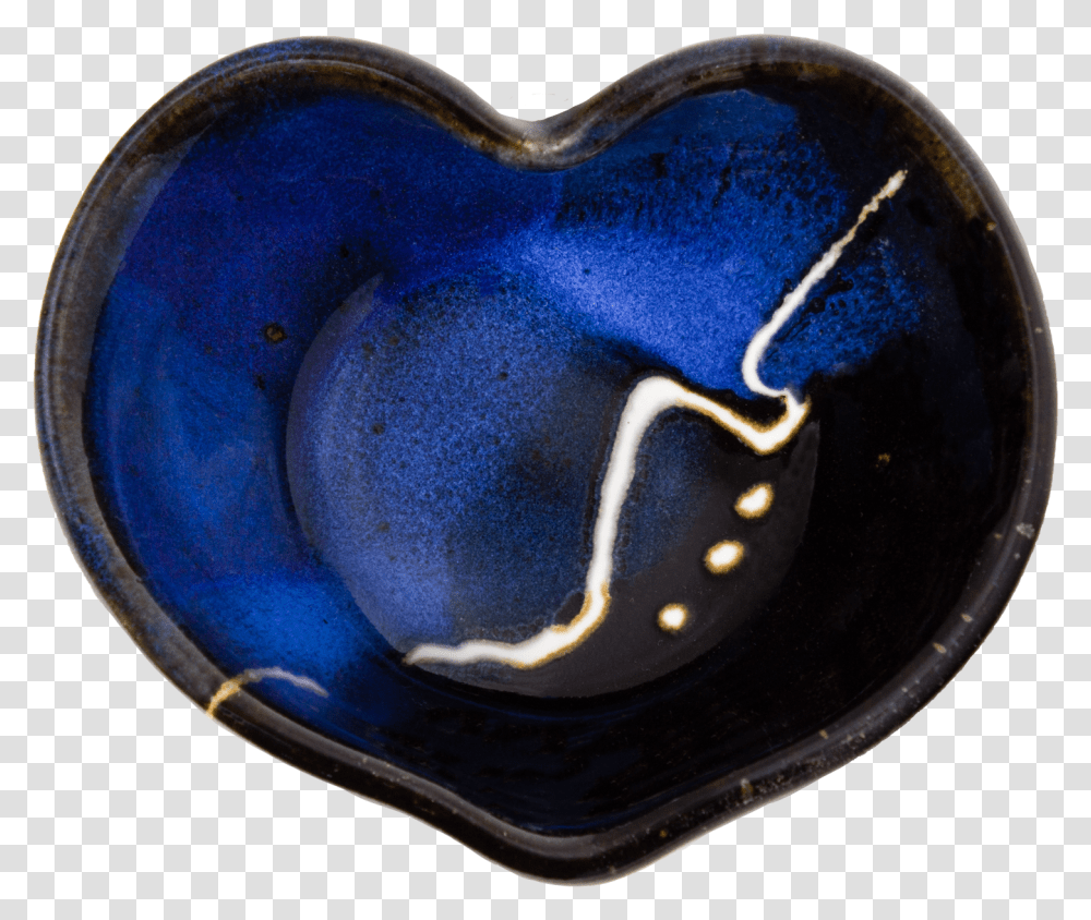 Blue Amp Black Handmade Pottery Heart Bowl With White Heart, Dish, Meal, Food, Ashtray Transparent Png