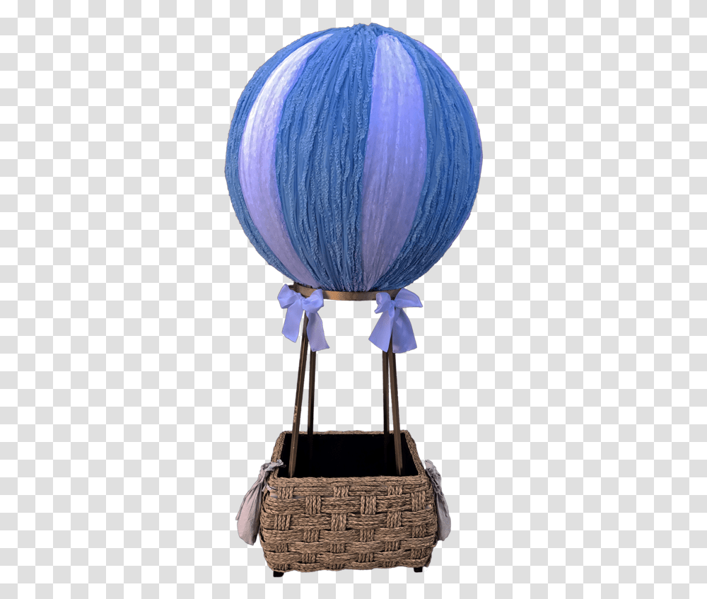 Blue Amp White Hot Air Balloon Blue And White Hot Air Balloon, Lamp, Plant, Cushion, Vehicle Transparent Png