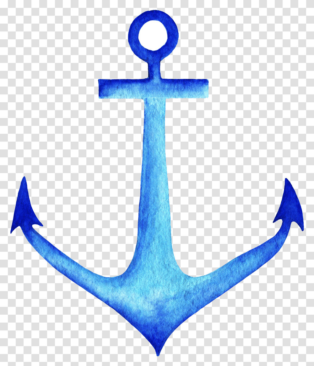 Blue Anchor, Cross, Hook Transparent Png