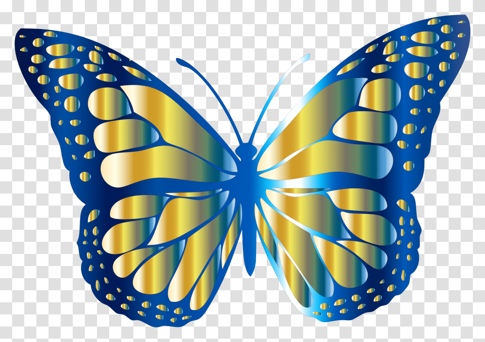 Blue And Gold Monarch Butterfly Vector Files Image Butterfly Clip Art, Ornament, Pattern, Fractal, Insect Transparent Png