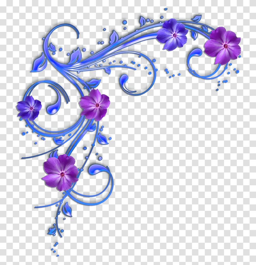 Blue And Purple Flower Borders, Floral Design, Pattern Transparent Png