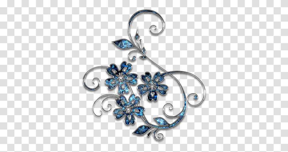 Blue And Silver Flower, Floral Design, Pattern Transparent Png