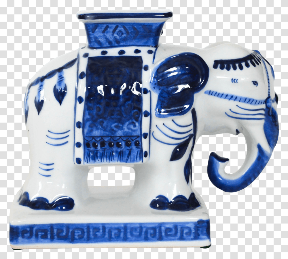 Blue And White Elephant Planter On Chairish Blue And White Porcelain, Pottery, Figurine, Jug Transparent Png