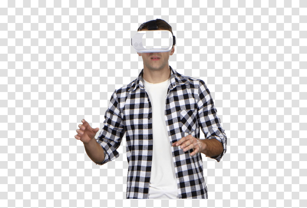 Blue And White Flannel, Shirt, Person, Hat Transparent Png