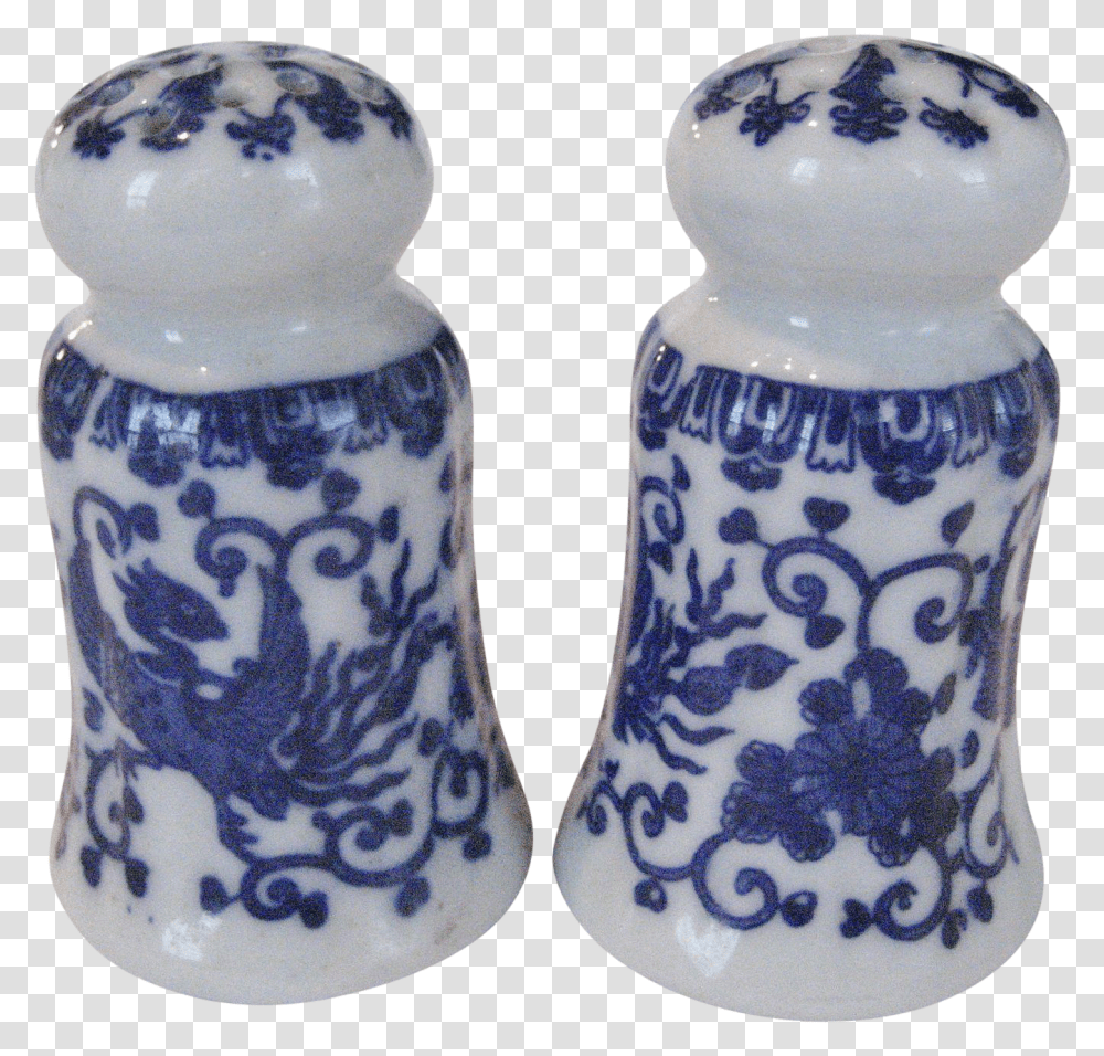 Blue And White Salt And Pepper Shakers, Porcelain, Pottery, Jar Transparent Png