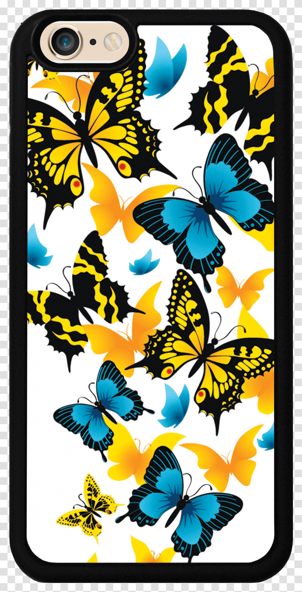 Blue And Yellow Butterfly Case Beautiful Hd Butterfly, Floral Design, Pattern Transparent Png