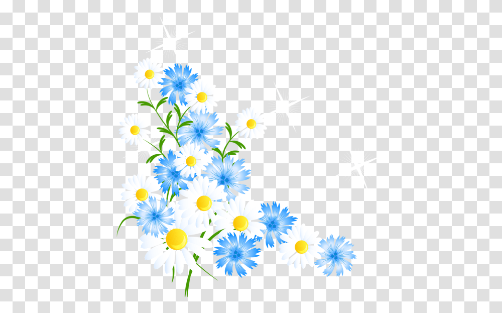 Blue And Yellow Flowers Clipart, Aster, Plant, Blossom, Daisy Transparent Png