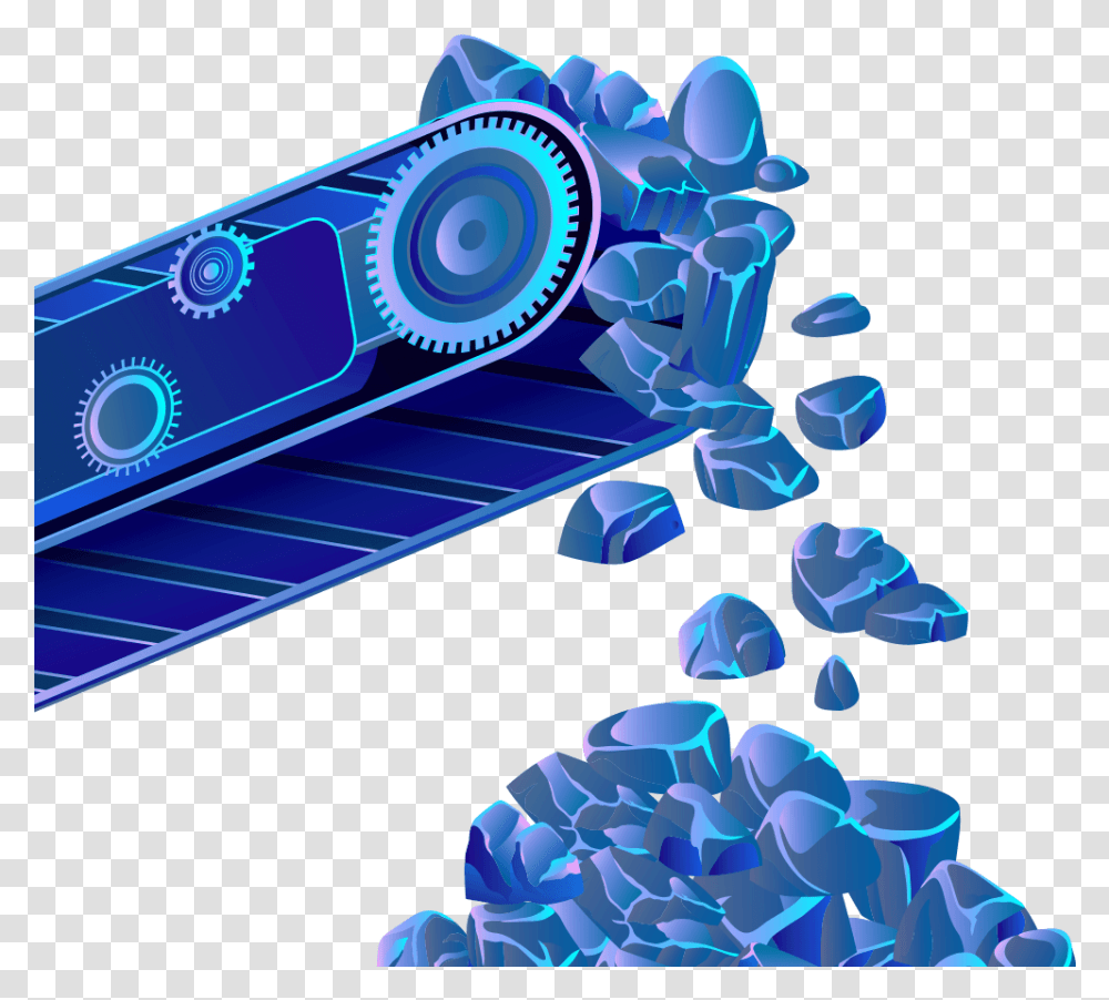 Blue Animated Conveyor Belt And Raw Materials Falling Circle, Electronics, Pattern Transparent Png