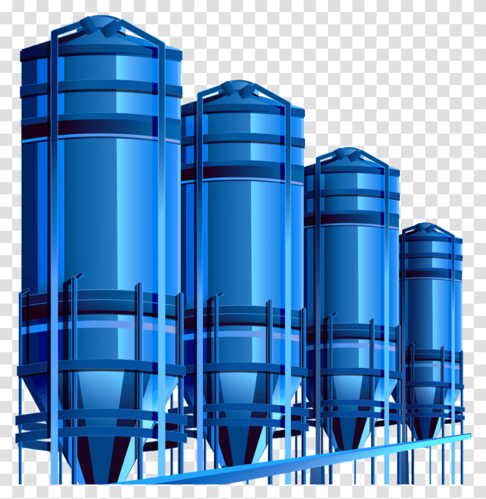 Blue Animated Silos, Building, Factory, Cylinder, Power Plant Transparent Png