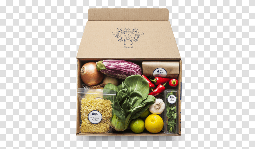 Blue Apron, Plant, Box, Vegetable, Food Transparent Png