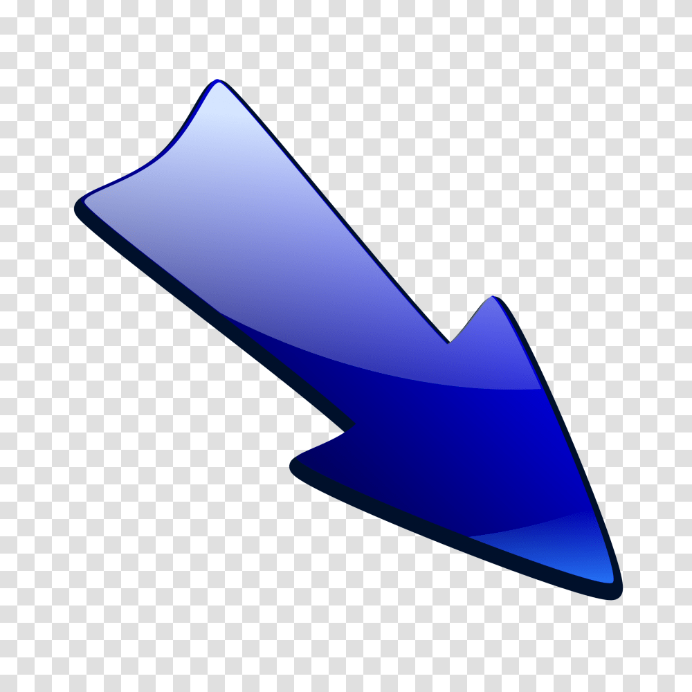Blue Arrow Pointing Down Right Vector Drawing Arrow Pointing Downwards Right, Axe, Tool, Blade, Weapon Transparent Png