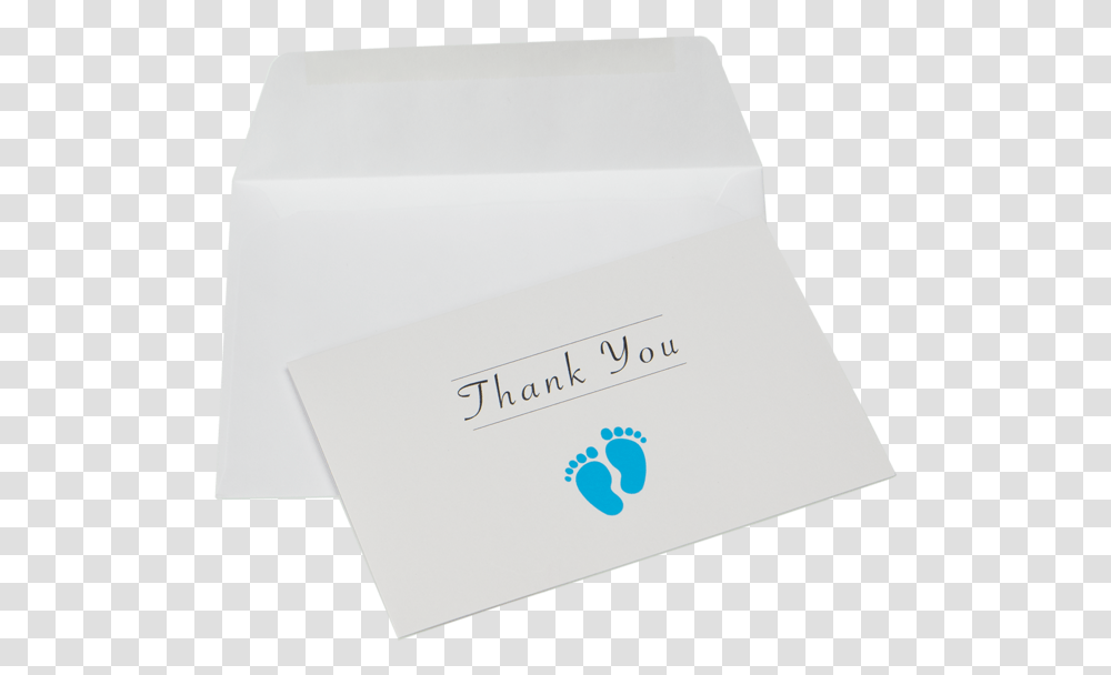Blue Baby Footprint Note Card Of Thanks With Plain Envelope, Box, Paper, Business Card Transparent Png