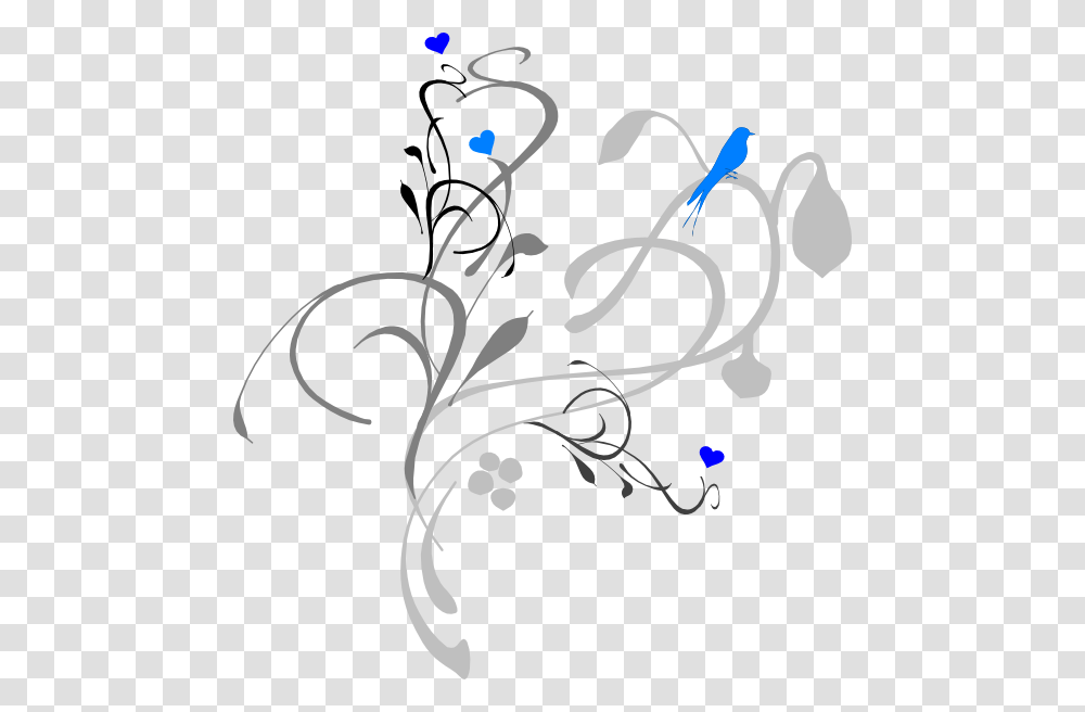 Blue Bird On Grey Vine Svg Clip Arts Black And White Border Design Flower, Floral Design, Pattern, Plant Transparent Png