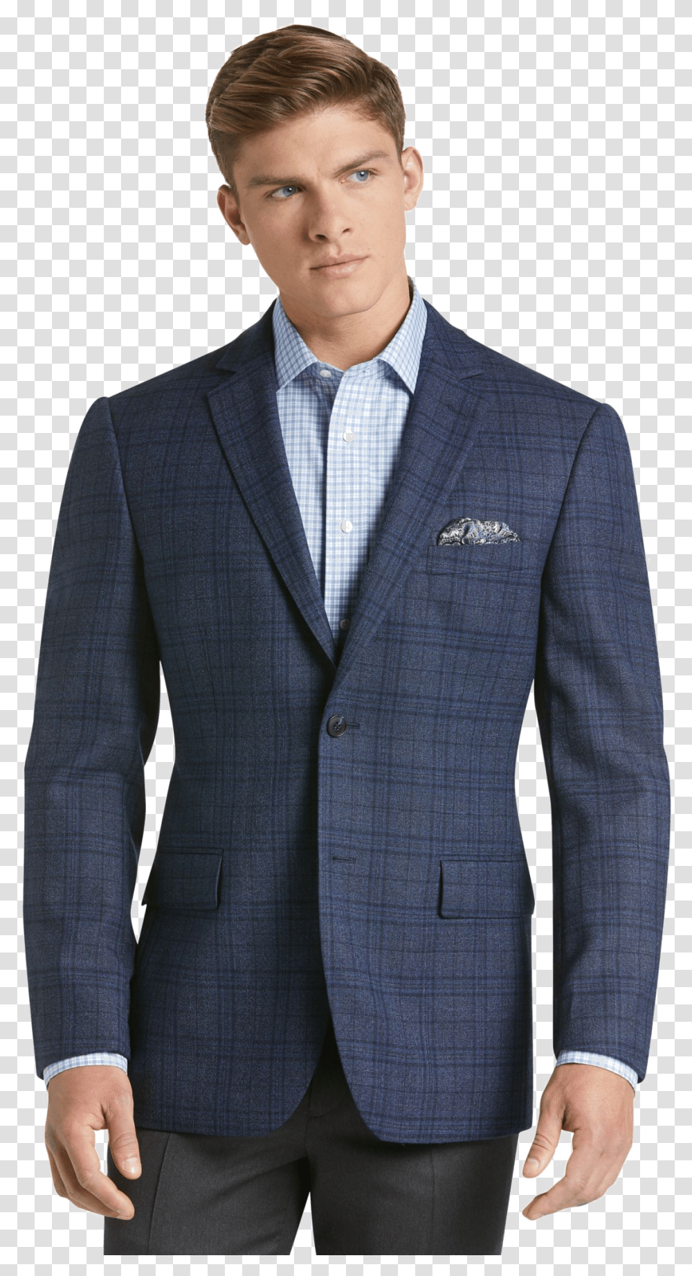 Blue Blazer For Men Free Pic Jos A Bank Traveler Blue Plaid Suit, Apparel, Jacket, Coat Transparent Png