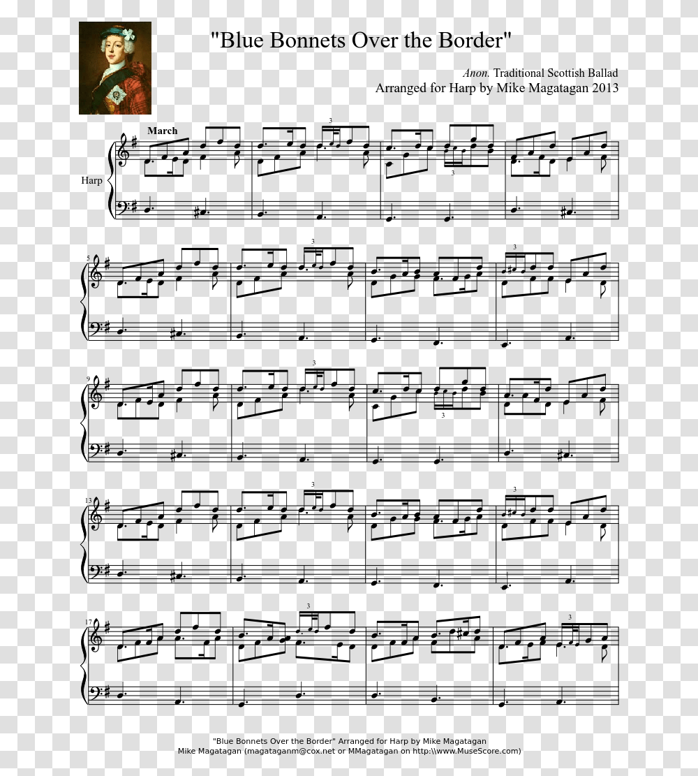 Blue Bonnets Over The Border Sheet Music, Person, Human, Gray, World Of Warcraft Transparent Png
