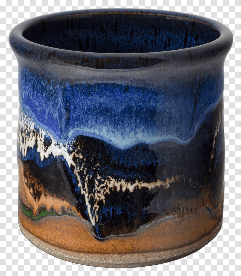 Blue Brown Handmade Pottery Spoon Crock Front View Earthenware, Porcelain, Cup, Jug, Jar Transparent Png