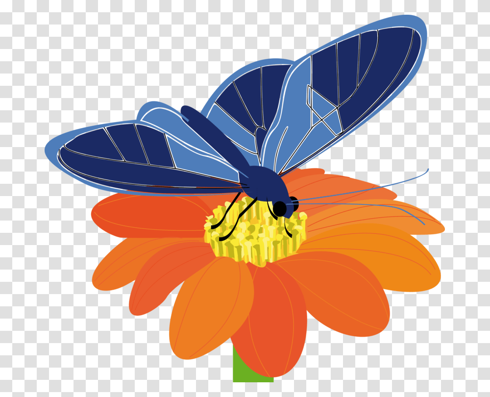 Blue Butterfly With Flower Svg Clip Arts Butterflies On Flower Clipart, Plant, Anther, Blossom, Daisy Transparent Png