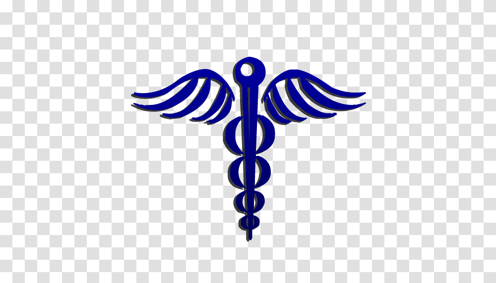 Blue Caduceus Medical Symbol Clipart Image, Emblem, Logo, Trademark, Light Transparent Png