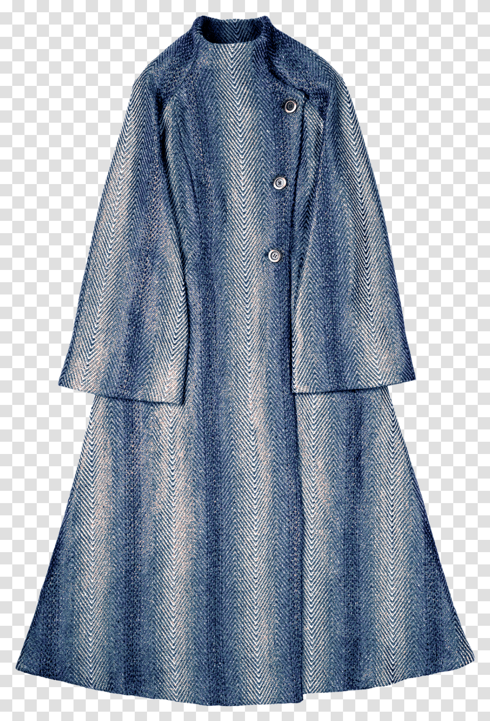 Blue Chevron Pattern Long Coat Overcoat, Clothing, Apparel, Long Sleeve, Fashion Transparent Png
